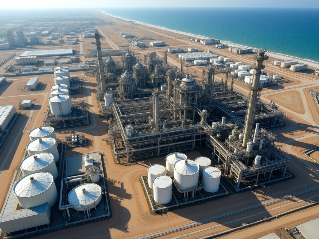 Vista aérea de una refinería de petróleo mexicana